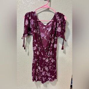 Aeropostale Burgundy Floral Romper